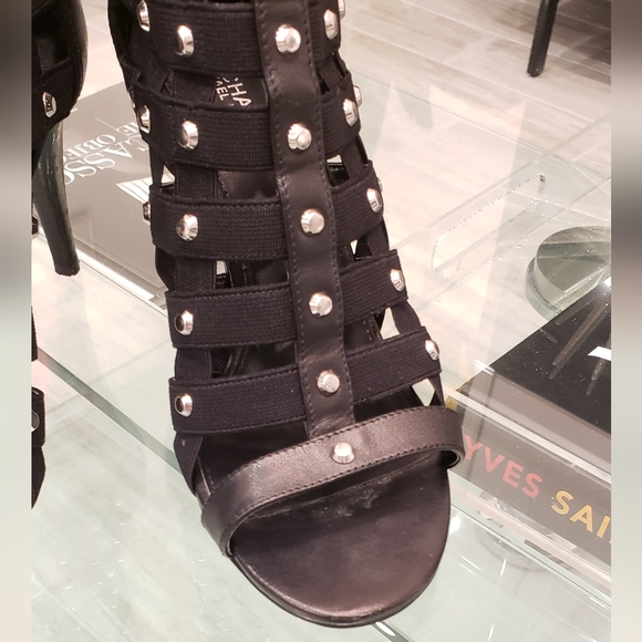 EUC - Michael Kors Sherry open toe black studded gladiator bootie sandals - Picture 3 of 8